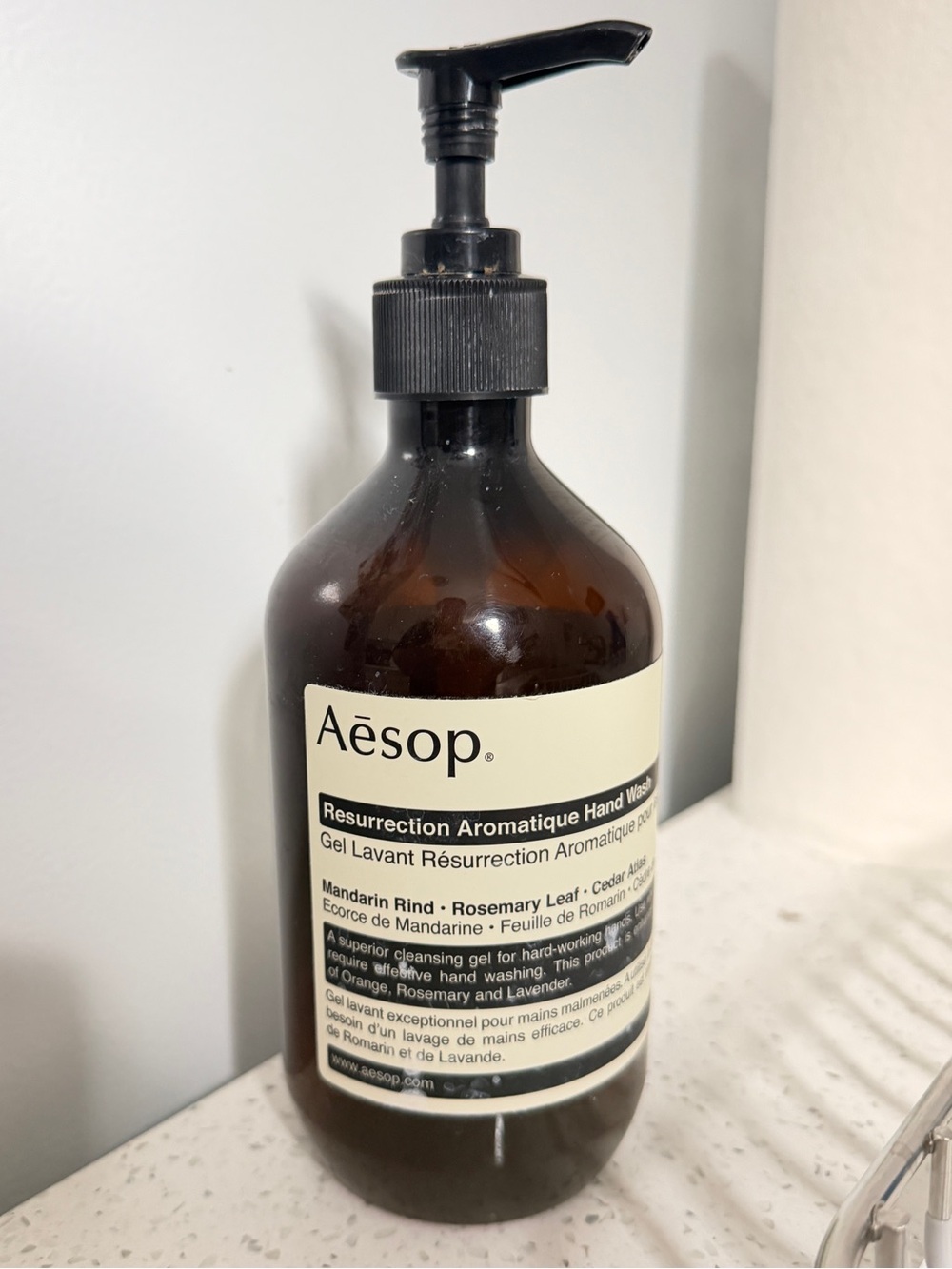 Empty Aesop Resurrection Aromatique Hand Wash — mandarin rind 16.9 oz bottle